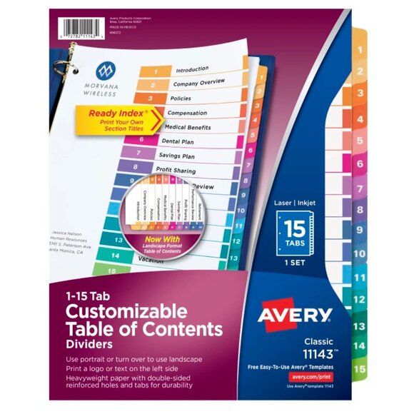 AVERY 11143 + 11131 Ready Index 15 Tab & 5 Tab Dividers - 1 Pack Each - NWT - Picture 3 of 14